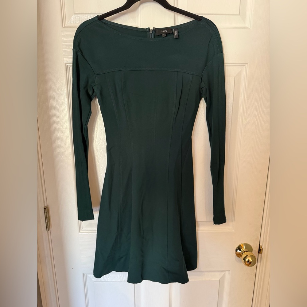 Theory Women's Dark Green Long Sleeve Dress